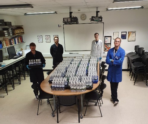 School of Chemistry team with hand sanitiser for Bristol's key workers 